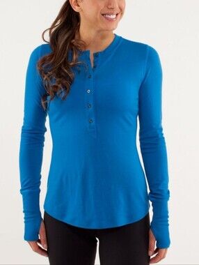 Lululemon Fireplace Jersey *Merino Wool Long Sleeve - Beaming Blue Womens Size 6